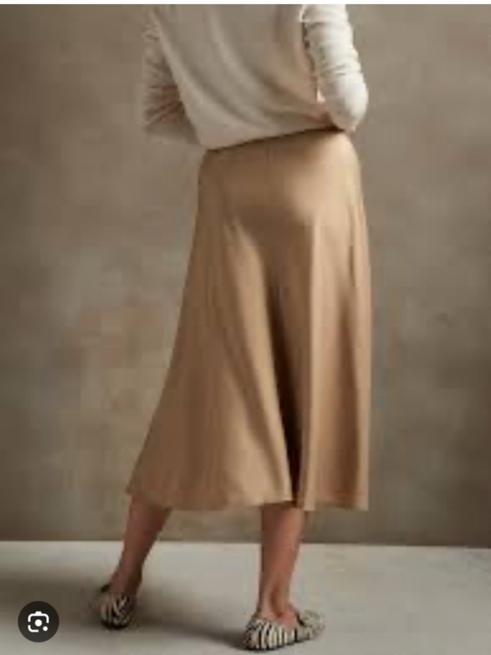 Banana Republic Camel Midi Skirt with Inverted Pleats